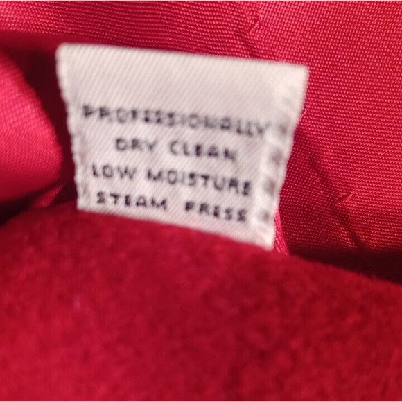 VTG KAREN Red Wool Coat Womens Large Mid Length Classic Winter Holiday Color - Picture 8 of 8